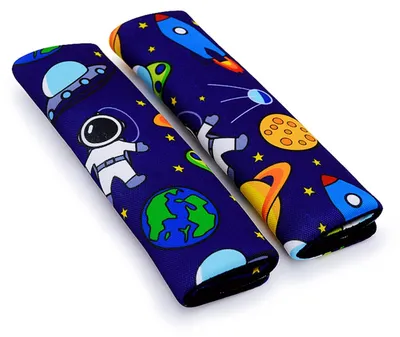 Productafbeelding van Gordelkussen kinderen - 2 stuks - Fantasiepatroon - 22 x 6,5 cm - Antislip en klittenband
