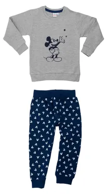 Produktbild von Disney Mickey Mouse Baby Set Unisex Oberteil Pullover mit Hose 2-Teiler Grau/Blau 62-68