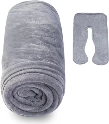 Image de Housse de coussin de grossesse, 140 x 70 cm, gris, en velours, pour coussin d'allaitement