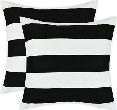 Produktbild von Alishomtll 2er Set Streifen Kissenbezug Kissenhülle Weiche Dekorative Kissenbezüge Set Zierkissenbezüge mit Reißverschluss für Sofa Schlafzimmer 45x45 cm, Schwarz Weiß