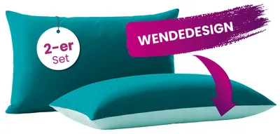 Produktbild von wometo Kissenbezug im Doppelpack & Wende-Design ca. 40x80 cm – türkis & hellblau – farblich perfekt abgestimmt auf die Mikrofaser Steppdecke I klassischer Hotelverschluss I 2-farbige Optik I OEKO-TEX