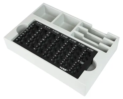 Produktbild von Hartgeld Zählbrett mit drei Fächer, 35 x 23,5 x 7 cm, 3210-02 in Schwarz