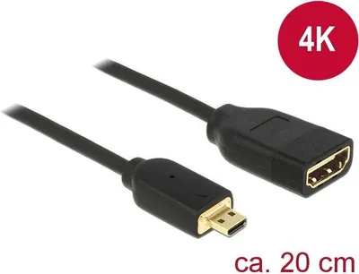 Image de Delock 65687 HDMI Kabel Delock Ethernet A ->micro D Bu/St 0.20m 3D 4K