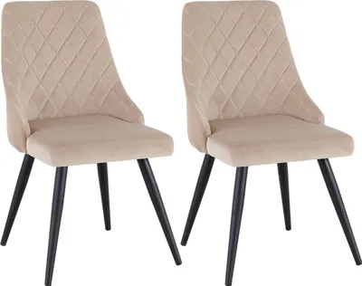 Produktbild von 2er Set Esszimmerstuhl Polsterstuhl Stoff Samt Stuhl Retro Metallbeine, Farbe:Cappuccino, Material:Samt