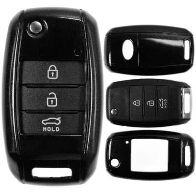 Produktbild von Auto Schlüssel Kunststoff Hülle ABS Plastik Schutz Cover Schwarz kompatibel mit KIA Sportage Rio Ceed Sorento Soul Carens Picanto Klappschlüssel