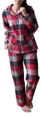 Produktbild von Damen Flanell Pyjama Schlafanzug in edlen Karodesign - auch in Übergrössen 201 95 321 ; rot , 36/38