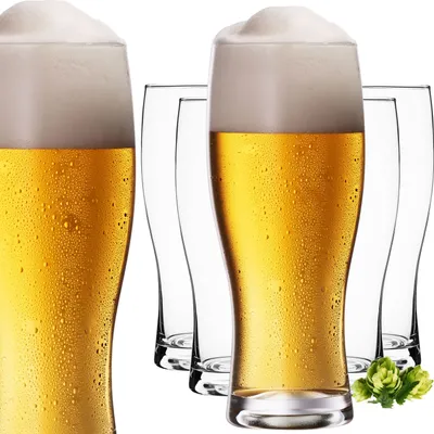 Produktbild von IMPERIAL Biergläser 500ml (max 640ml) aus Glas Set 6-Teilig Bierseidel Weizengläser hohes Bierglas 0,5L Weizenbiergläser