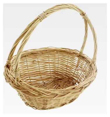 Produktbild von Kleiner Bügelkorb aus Vollweide mit Zopfrand, weiß, 38 x 28 x 19 cm