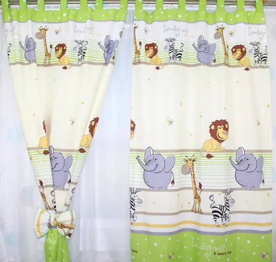 Produktbild von Vorhänge mit Schlaufen Kinder Baby Gardinen Kinderzimmer Vorhang 8. Safari Grün