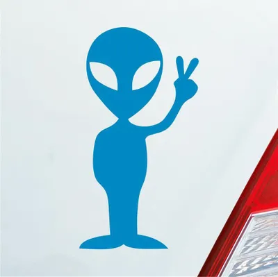 Produktbild von Auto Aufkleber Alien Außerirdischer All Comic Motorrad 12x7 cm Hellblau Sticker Heckscheibenaufkleber