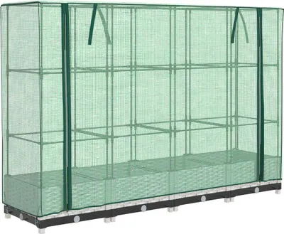 Produktbild von vidaXL Hochbeet mit Gewächshaus-Aufsatz Rattan-Optik 160x40x123 cm
