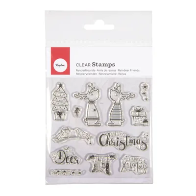 Produktbild von Rayher Clear Stempel - Rentierfreunde, 102,5x97mm, 12 Motive