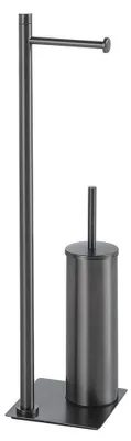 Productafbeelding van Gedy TRILLY toiletrolhouder met toiletborstel, vierkant, gunmetal kleur