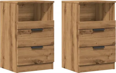 Immagine prodotto di vidaXL Comodini 2 pz. Rovere artigianale 40x36x65 cm materiale a base di legno