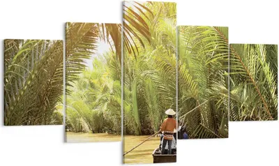 Produktbild von Bild auf Leinwand - Leinwandbild - 5 Teile - Fluss Mekong £ódŸ - 125x70cm - Wand Bild - Wanddeko - Wandbilder - Leinwanddruck - Bilder - Wanddekoration - Leinwand bilder - Wandbild - EA125x70-4695
