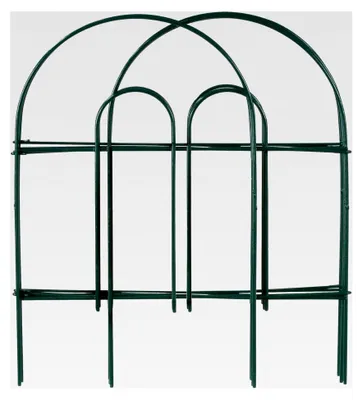 Produktbild von Arcodeco grün, Einfassung mit Rundbögen 0,46x2,50 m, Dekorative Rasenkante aus kunststoffbeschichtetem Stahl, Packung mit 6 Modulen
