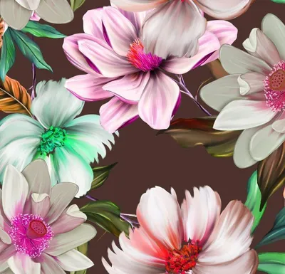 Produktbild von OUTDOOR DEKOSTOFFE OXFORD - Motiv rosa Blüten auf braunem I DR120