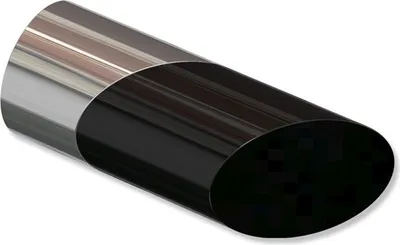 Produktbild von Interdeco Endstücke Schräge (Bicolor) für Gardinenstangen 20 mm Ø, Chrom / Schwarz, Modell Verano (Packung 2 Stück)