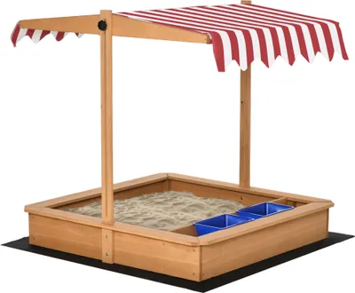 Produktbild von Sandkasten Sandkiste Holz Bodenloses Design Matsch-Bereich für Kinder 3-7 Jahre Sandkasten mit Abdeckung Dach für Garten Terrasse Strand Outdoor Gelb 107,5 x 107,5 x 110 cm
