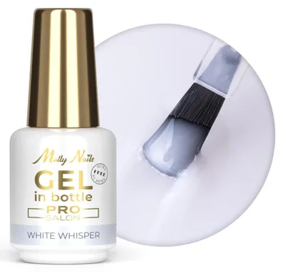Produktbild von Gel in Bottle Molly Nails Pro Salon White Whisper – Aufbaugel mit Pinsel, HEMA/Di-HEMA-frei, 15 g