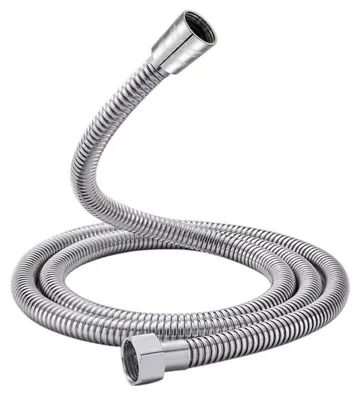 Image de Tuyau de douche en acier inoxydable, 1 mètre, raccordement G 1/2, galvanisé, couleur argent, avec protection anti-torsion