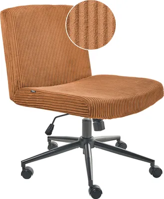 Produktbild von BELIANI Schreibtischstuhl Goldbraun Cord Gepolstert Drehbar Höhenverstellbar mit Wippfunktion ohne Armlehnen Moderner Bürostuhl Drehstuhl Homeoffice