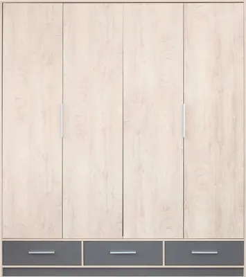 Produktbild von Drehtürenschrank / Kleiderschrank Beerzel 01, Farbe: Eiche / Grau - Abmessungen: 230 x 204 x 60 cm (H x B x T)