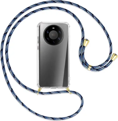 Produktbild von Handykette Backcover-Schutzhülle mit Band (Metall goldfarben) für Huawei Mate 40 Pro Plus - Blautöne