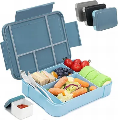 Produktbild von Bugucat Brotdose Kinder Bento Box Auslaufsicher 6 Fächer Besteckset 1330ML