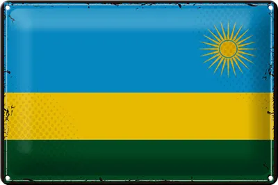 Produktbild von Blechschild Flagge Ruanda 30x20cm Retro Flag of Rwanda