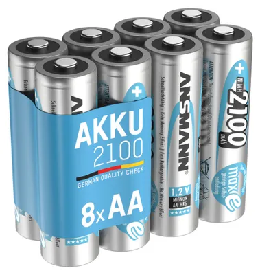 Produktbild von ANSMANN Akku AA 2100mAh Mignon NiMH 1,2V - 1000x wiederaufladbar (8 Stück)