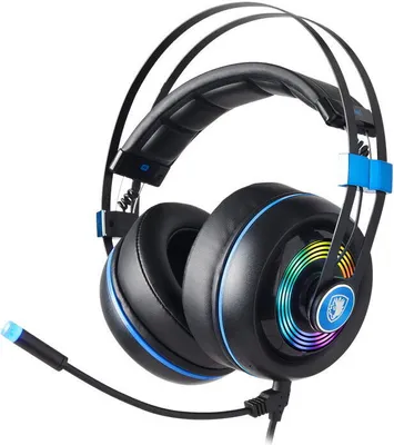 Produktbild von SADES Armor SA-918 Gaming Headset, schwarz/blau, USB, kabelgebunden, Realtek-High-Definition-Gaming-Audio-Software, Over Ear, PC, PS4