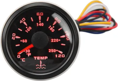 Obrázek produktu pro Ukazatel teploty vody DC9-32V Černý ciferník Celsius Fahrenheit 52MM teplota s podsvícením pro lodě
