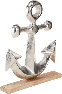 Produktbild von Deko Anker Metall Holz Silber Maritim 31cm Sommerdeko