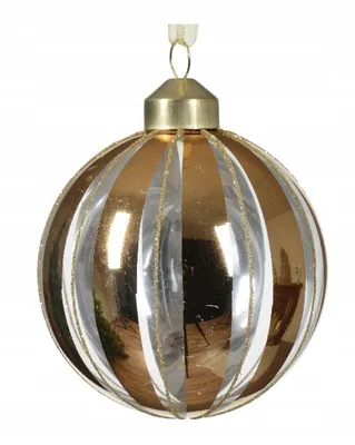 Imagen del producto de Adorno navideño esférico de vidrio, color dorado, 8 cm, 1 unidad