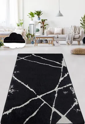 Produktbild von Conceptum Hypnose, Broken- Broken BlackCHL, Schwarz,Weiß, Teppichläufer, 80 x 200 cm, 50% Samtgewebe/ 50% Polyester