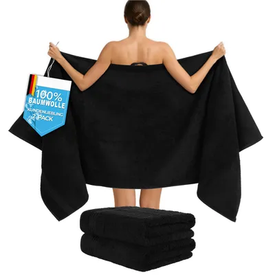 Produktbild von Hammetex Saunahandtücher 2er Set 80x200 cm – 100% Baumwolle Frottier, 500 GSM,