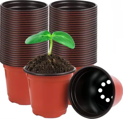 Produktbild von AIORBER 40 Stück 10cm Pflanztöpfe Kunststoff, Blumentöpfe mit 8 Abflusslöcher, Wiederverwendbar Anzuchttöpfe, für Hobbygärtner, Urban Gardening