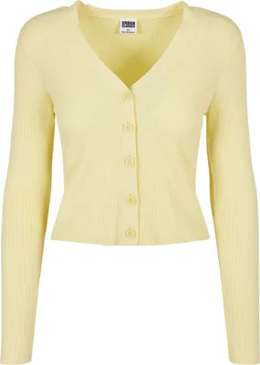 Produktbild von Urban Classics Ladies - Short Rib Knit Cardigan gelb - 3XL