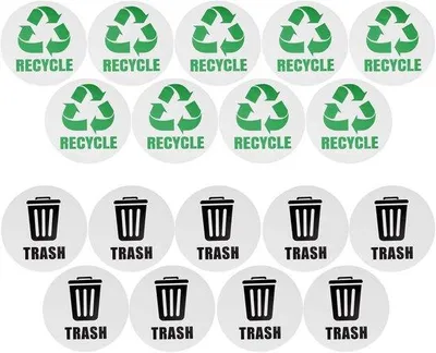 Produktbild von Famanu Abfallaufkleber - Recyclingetiketten - Wasserfestes PVC - 18 Stück - Schwarz
