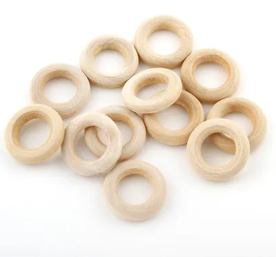 Holzringe, Ø 20 mm, 40 Stück, unbehandelt, glatt, für DIY
