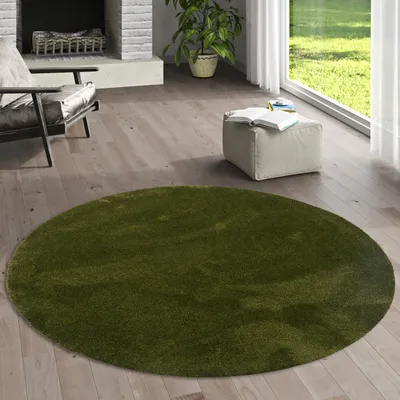 Produktbild von Super Soft Hochflorteppich Livorno Tannengrün Rund, Größe:400 cm Rund