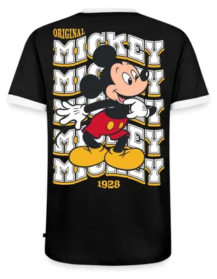 Produktbild von Mickey & Minnie Mickey Mouse Original 1928 Männer Kontrast T-Shirt, XL, Schwarz/Weiß