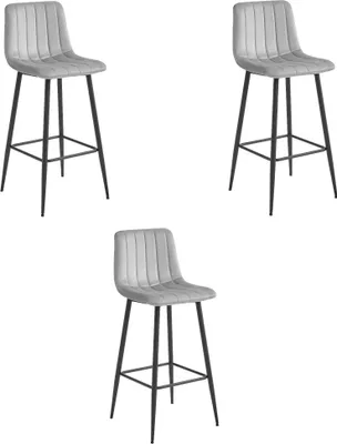 Obrázek produktu pro POZZA hocker - stříbrošedý samet / černé nohy x 3