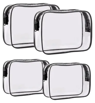 Productafbeelding van Make-uptas 4 Stuks - Transparante Toilettas - Doorzichtige Cosmeticatas - Reiskosmetiktas - PVC - Ritssluiting - Klein/Groot