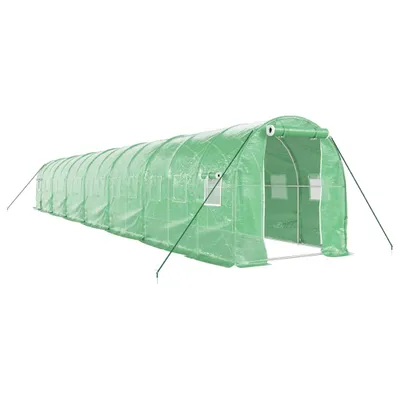 Produktbild von vidaXL Gewächshaus mit Stahlrahmen Grün 28 m² 14x2x2 m