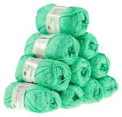 10 x 50g Strickgarn Cotton Queen, #0132 hellgrün