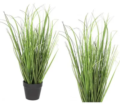 Produktbild von Kunstpflanze im Topf, künstliches Gras, Blumen, 40 cm