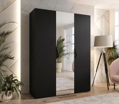 Obrázok produktu pre Trojdverová šatníková skriňa 150 cm AMARIS 2 - čierna / čierne úchyty