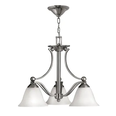 Produktbild von Zeitgenössischer Kronleuchter Bolla Stahl gebürstetes Nickel Glas 3 Lichter E27